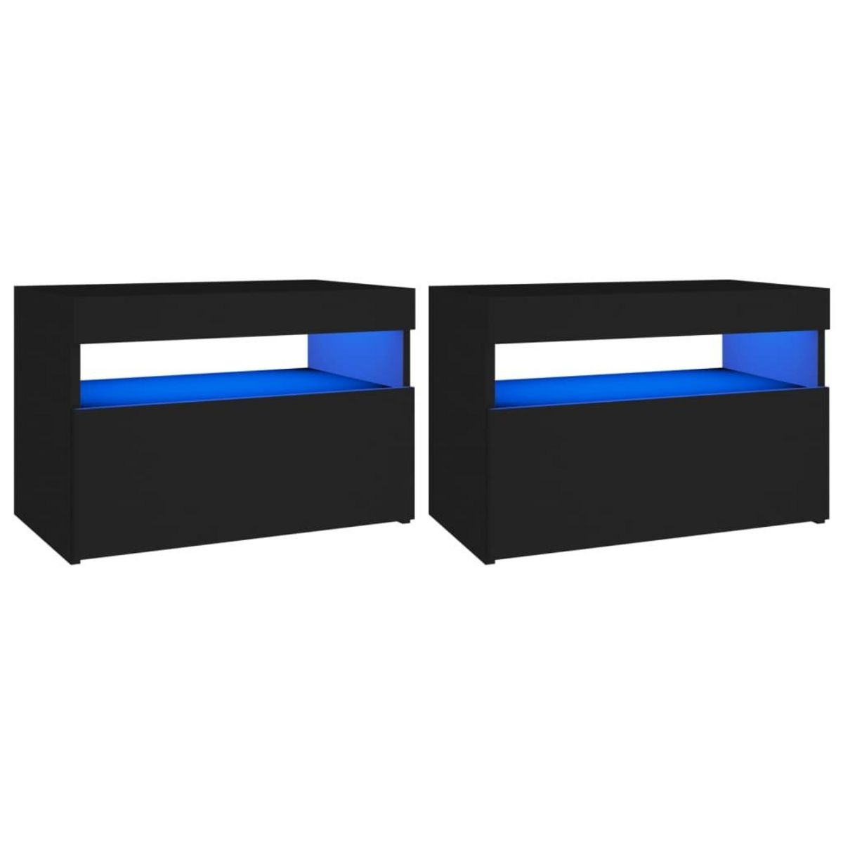 VIDAXL Tables de chevet avec lumieres LED 2 pcs noir 60x35x40 cm