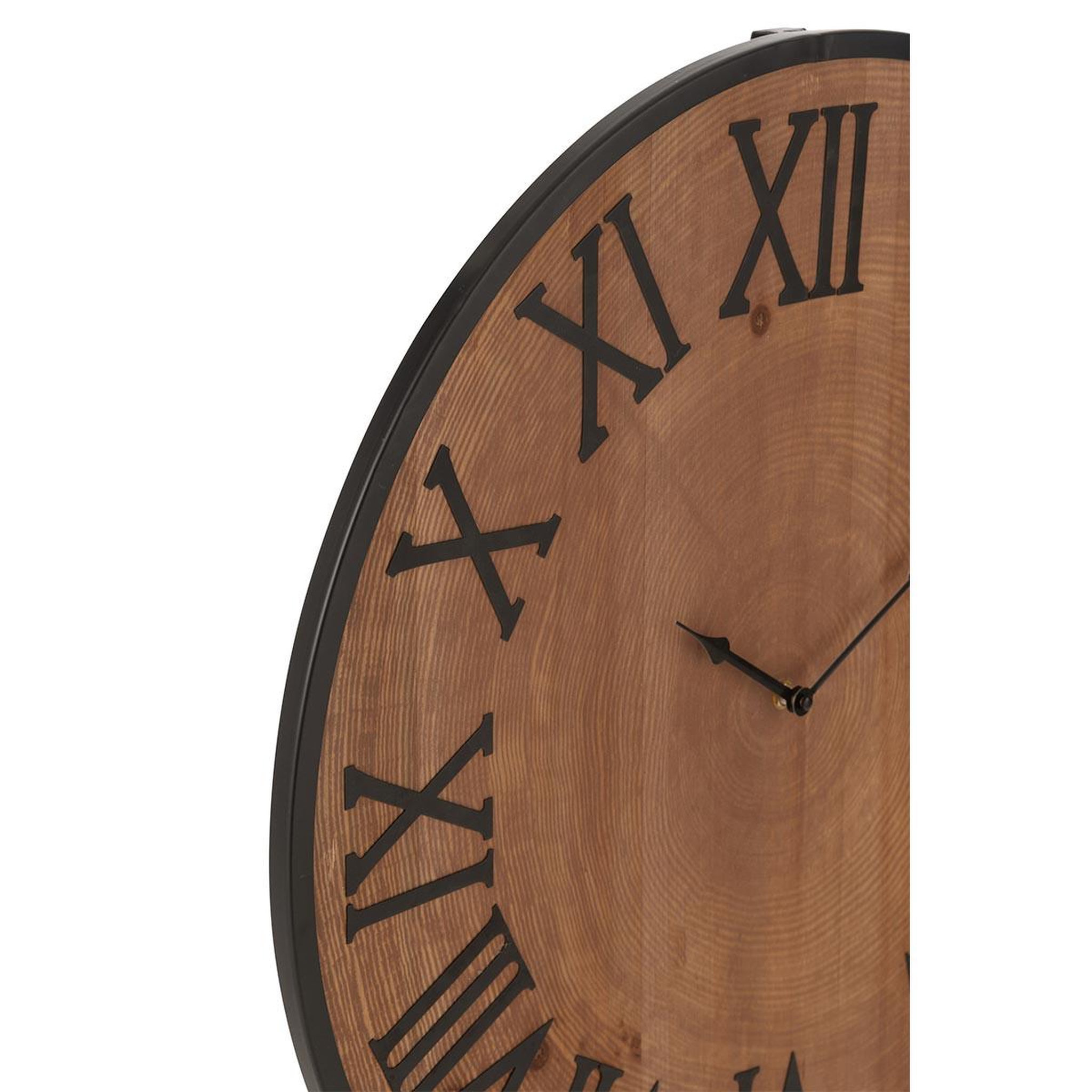 Voir la diapositive 2 : J-LINE Horloge murale effet bois  nue  60cm naturel