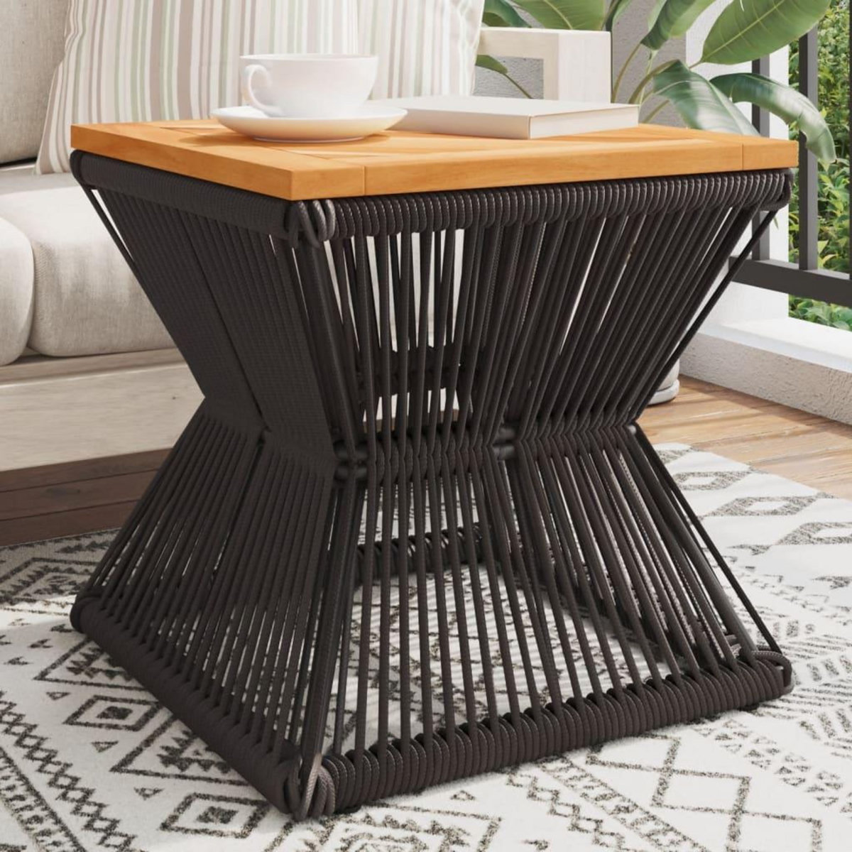 VIDAXL Table basse avec base en fil de fer noir bois d'acacia massif