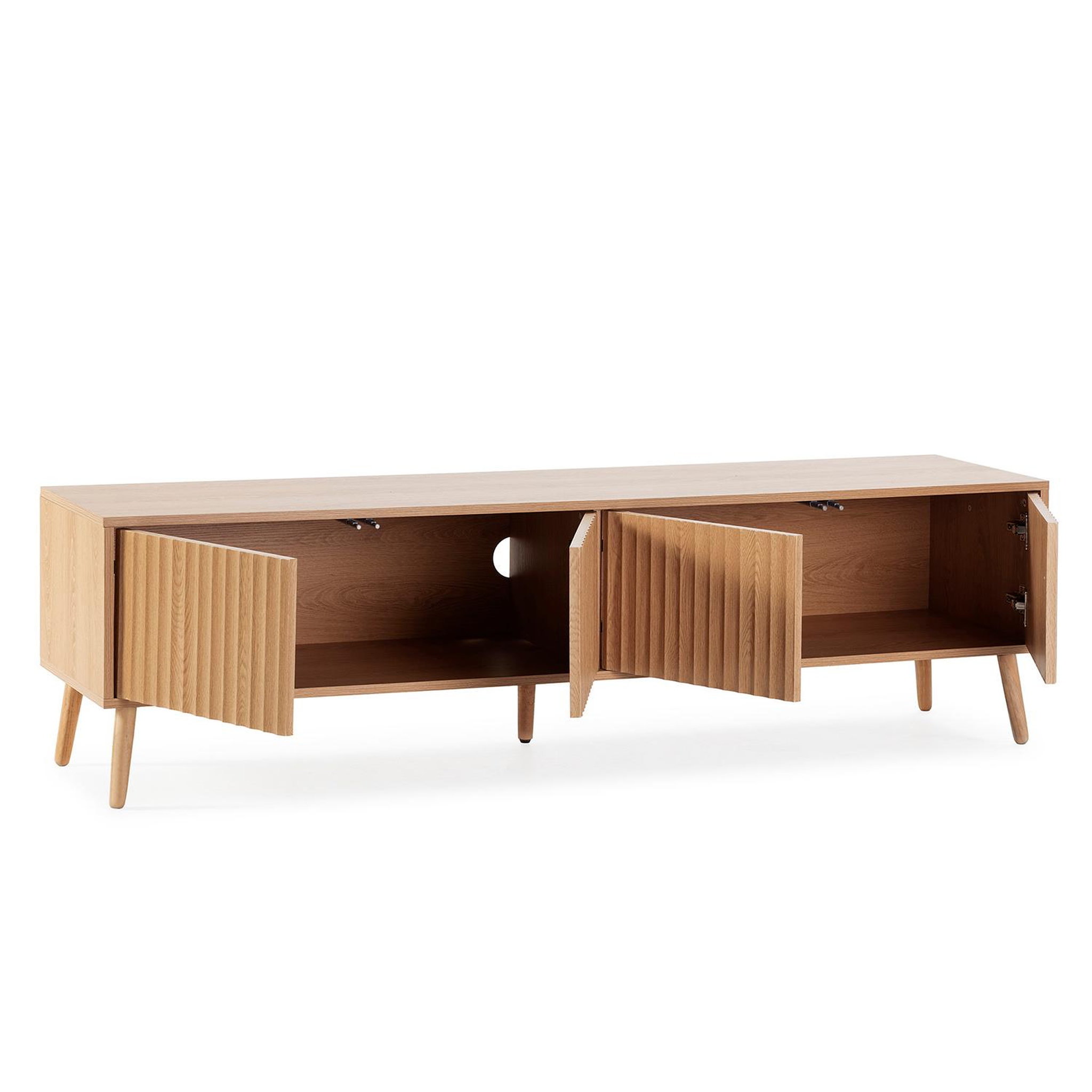 Voir la diapositive 3 : VS VENTA-STOCK Meuble TV Lluvia 4 portes, coloris chêne, longueur 160 cm