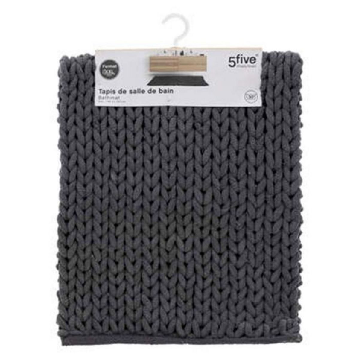 FIVE Tapis de Salle de Bain  Tissé Épais  50x120cm Gris Foncé