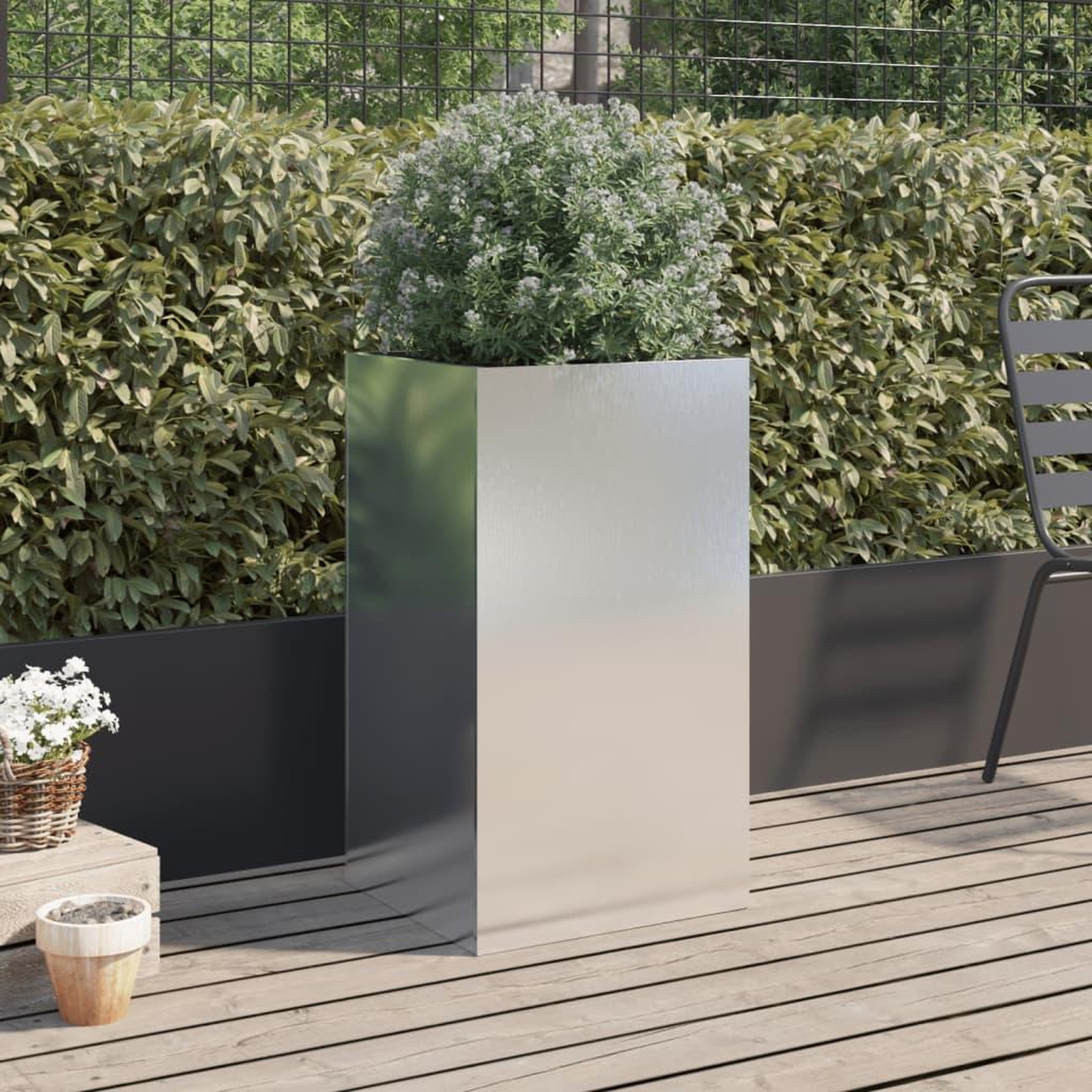 Voir la diapositive 3 : VIDAXL Jardiniere argente 42x38x75 cm acier inoxydable