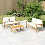 VIDAXL Banc de jardin avec coussins blanc creme bambou
