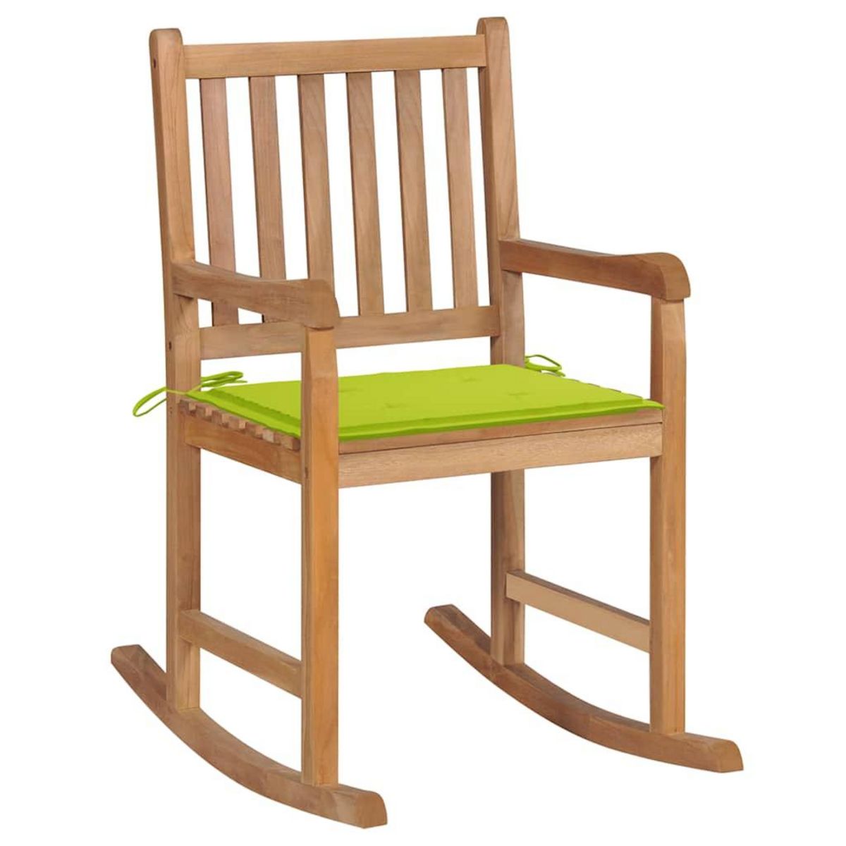 VIDAXL Chaise a bascule avec coussin vert vif Bois de teck solide
