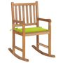 Voir la diapositive 1 : VIDAXL Chaise a bascule avec coussin vert vif Bois de teck solide