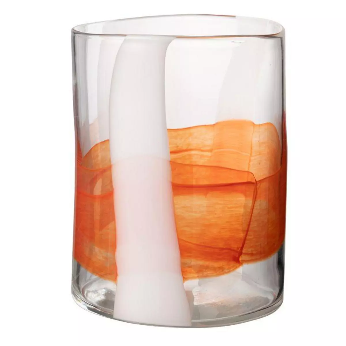 Paris Prix Vase Design en Verre  Iggy  27cm Blanc & Orange