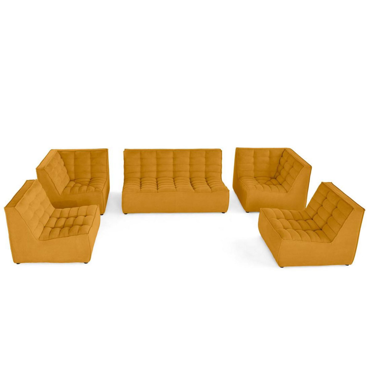 LISA DESIGN Ellie - canapé modulable panoramique 7 places en velours texturé