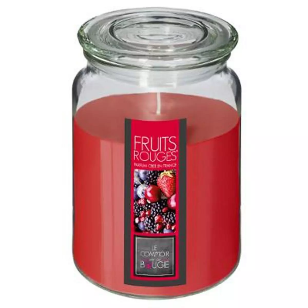COMPTOIR DE LA BOUGIE Bougie Parfumée en Verre  Couvercle  510g Fruits Rouges