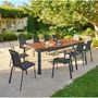 Voir la diapositive 2 : HESPERIDE Table de jardin extensible en aluminium et acacia 12 places PARADIZE - Noyer et graphite