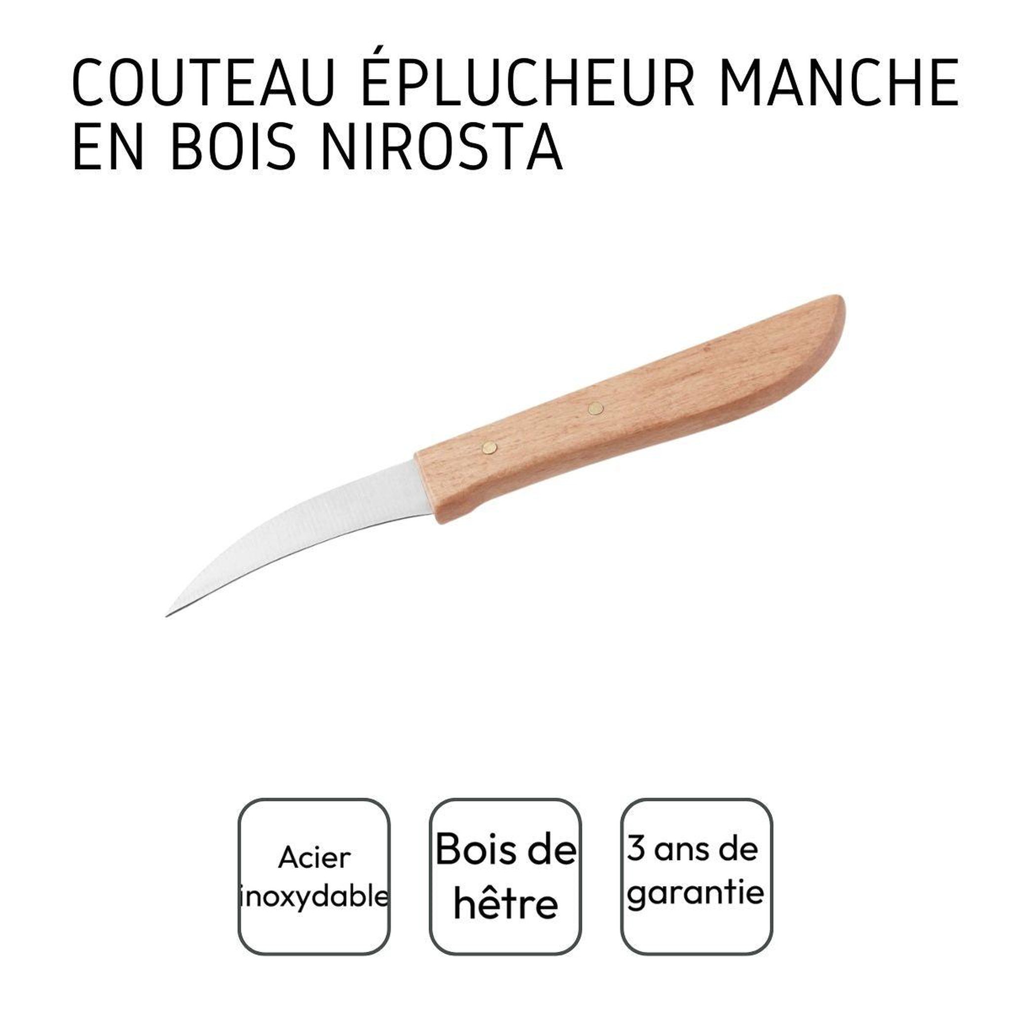 Voir la diapositive 4 : NIROSTA Couteau de cuisine éplucheur manche en bois 16 cm nirosta