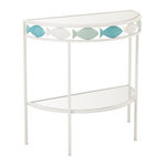 Paris Prix Console en Métal  Poisson  80cm Blanc & Bleu