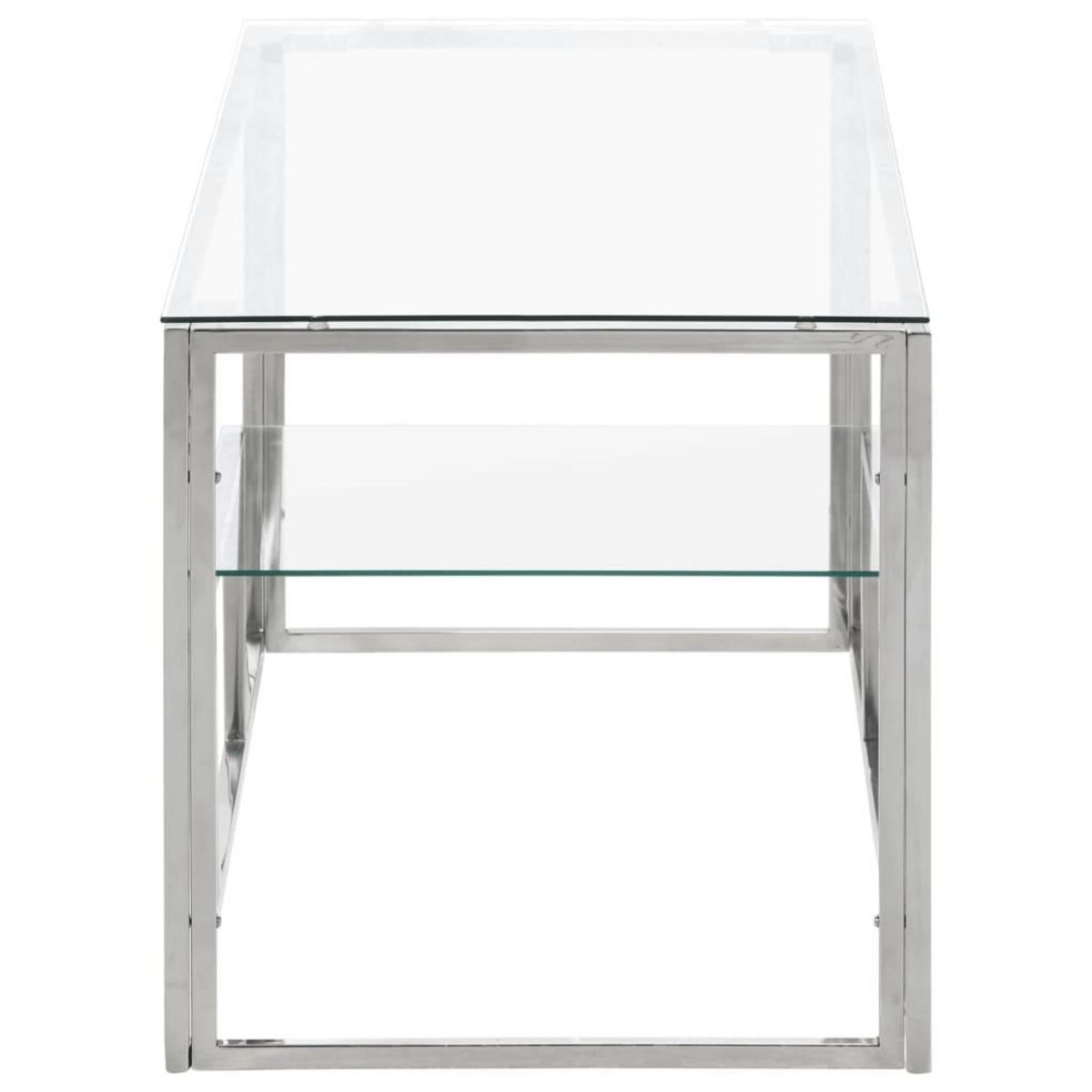 VIDAXL Table basse argente acier inoxydable et verre trempe