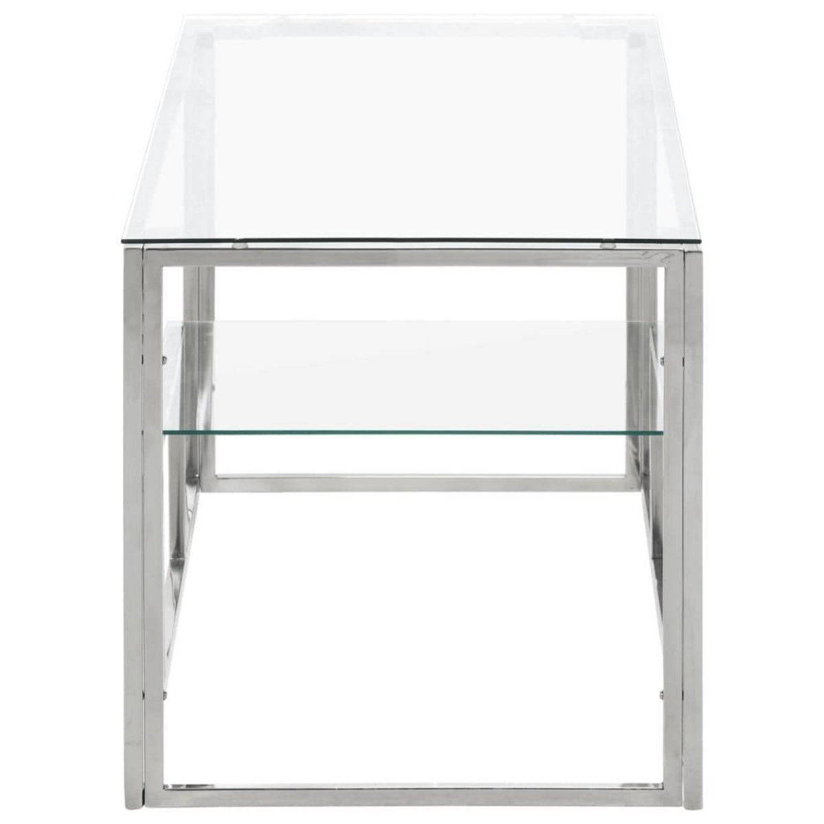VIDAXL Table basse argente acier inoxydable et verre trempe