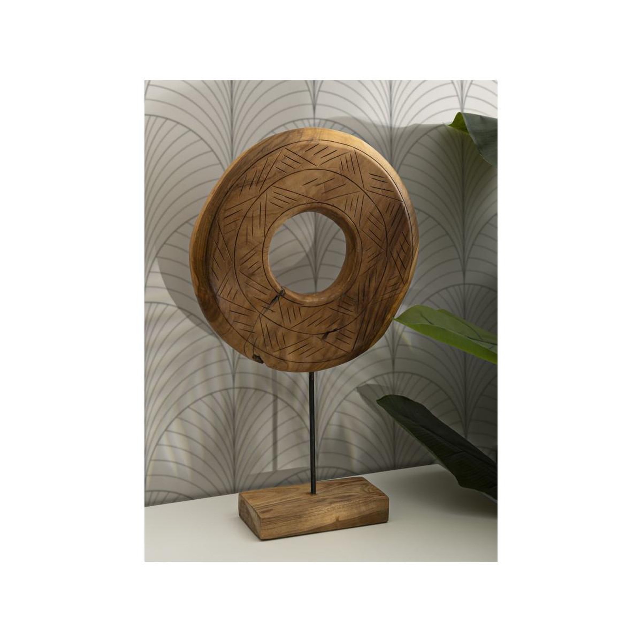 Voir la diapositive 6 : Paris Prix Objet déco rond en teck  dorat  58cm naturel
