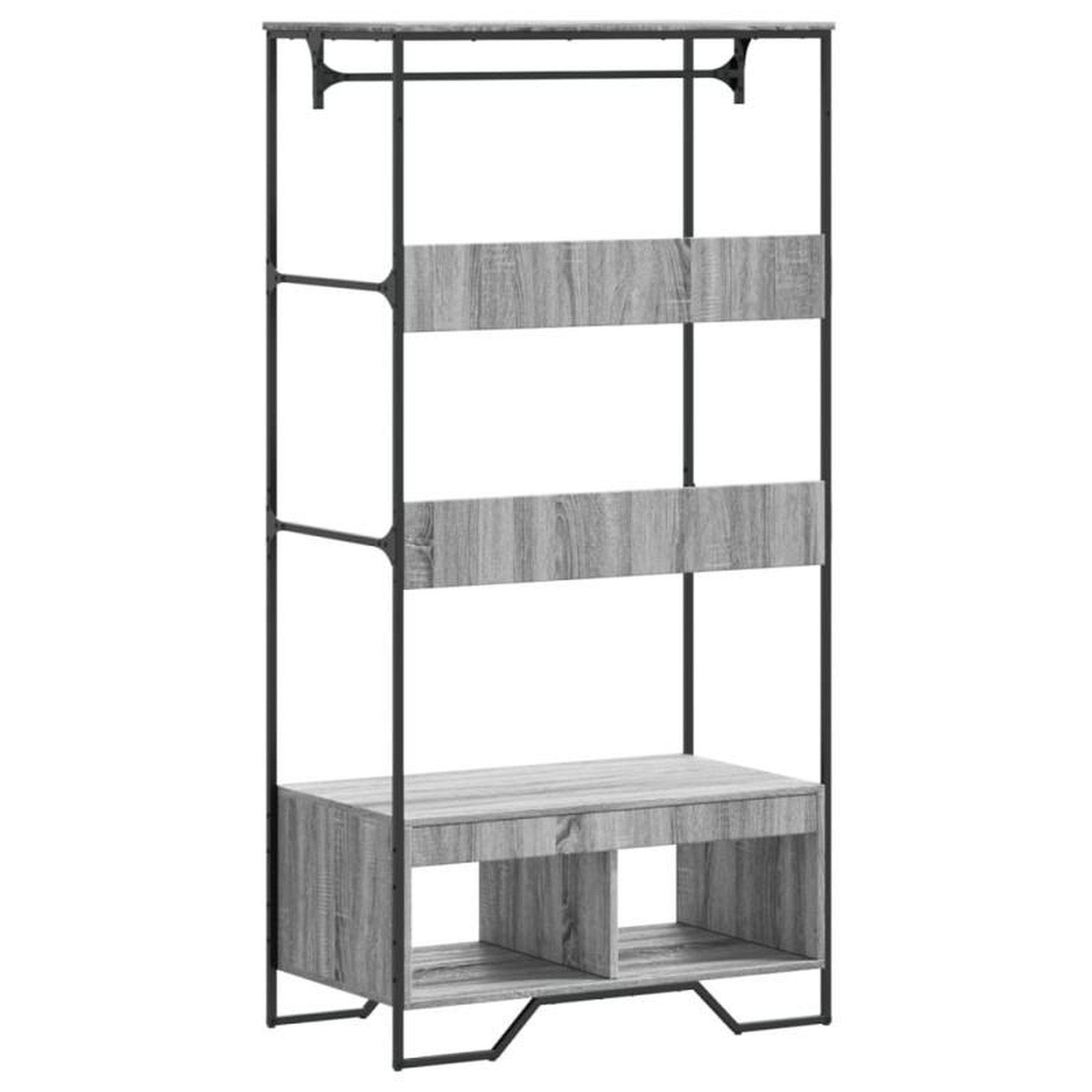 Voir la diapositive 6 : VIDAXL Armoire sonoma gris 90x50x180 cm bois d ingénierie