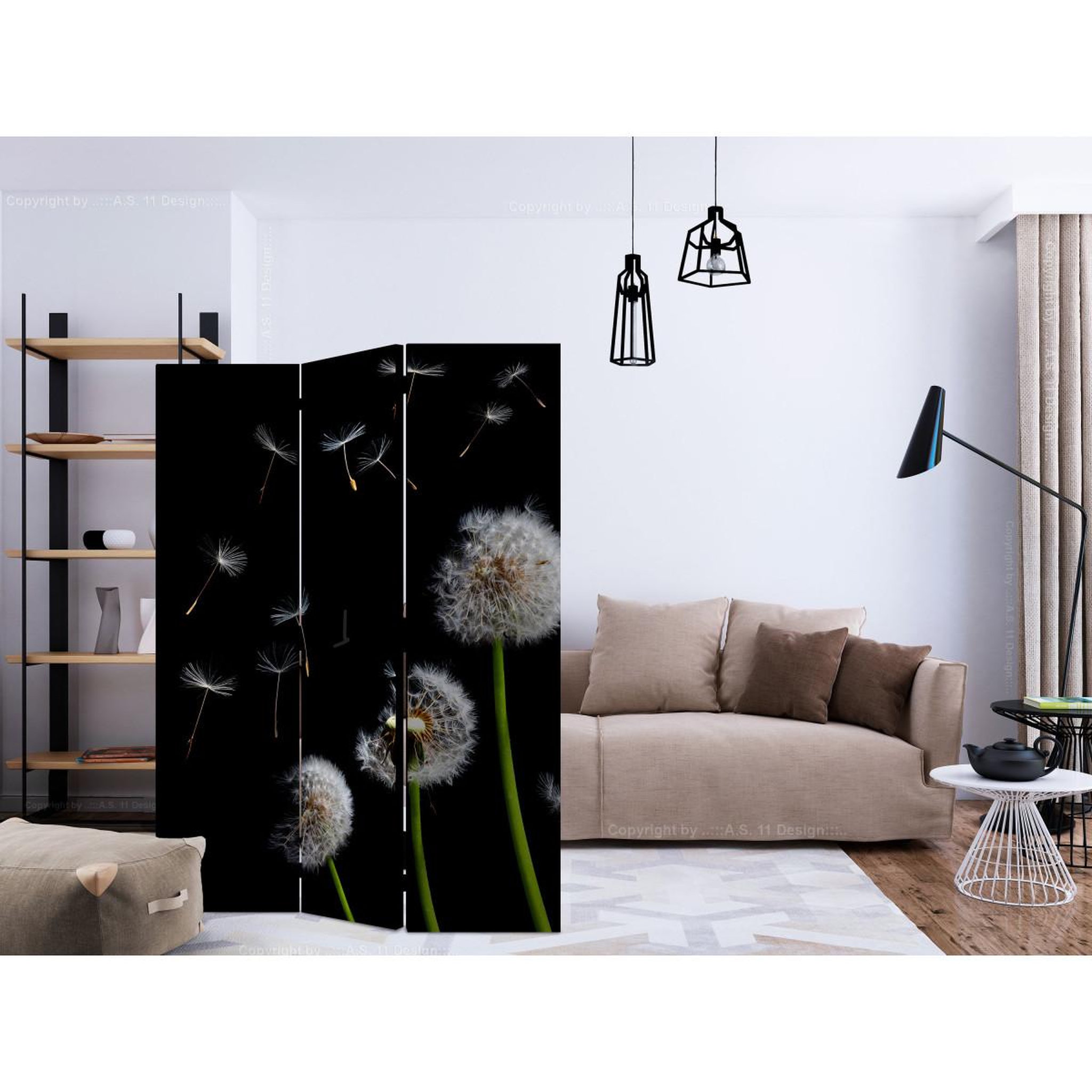 Voir la diapositive 2 : Paris Prix Paravent 3 volets  dandelions in the wind  135x172cm