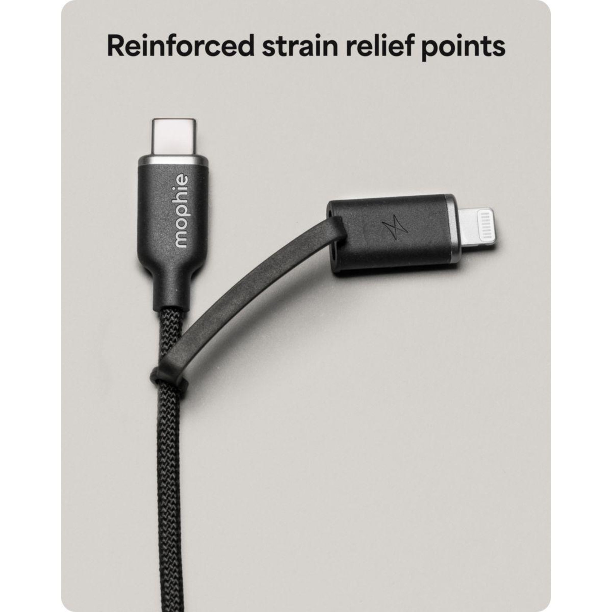 Voir la diapositive 4 : Mophie Câble de charge usb-c + lightning 1m noir chargestream