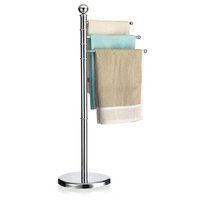IDIMEX Porte-serviettes sur pied EDY portant pour linge de salles de bain  avec 5 barres en métal laqué blanc, 1 étagère en MDF chêne sonoma pas cher  