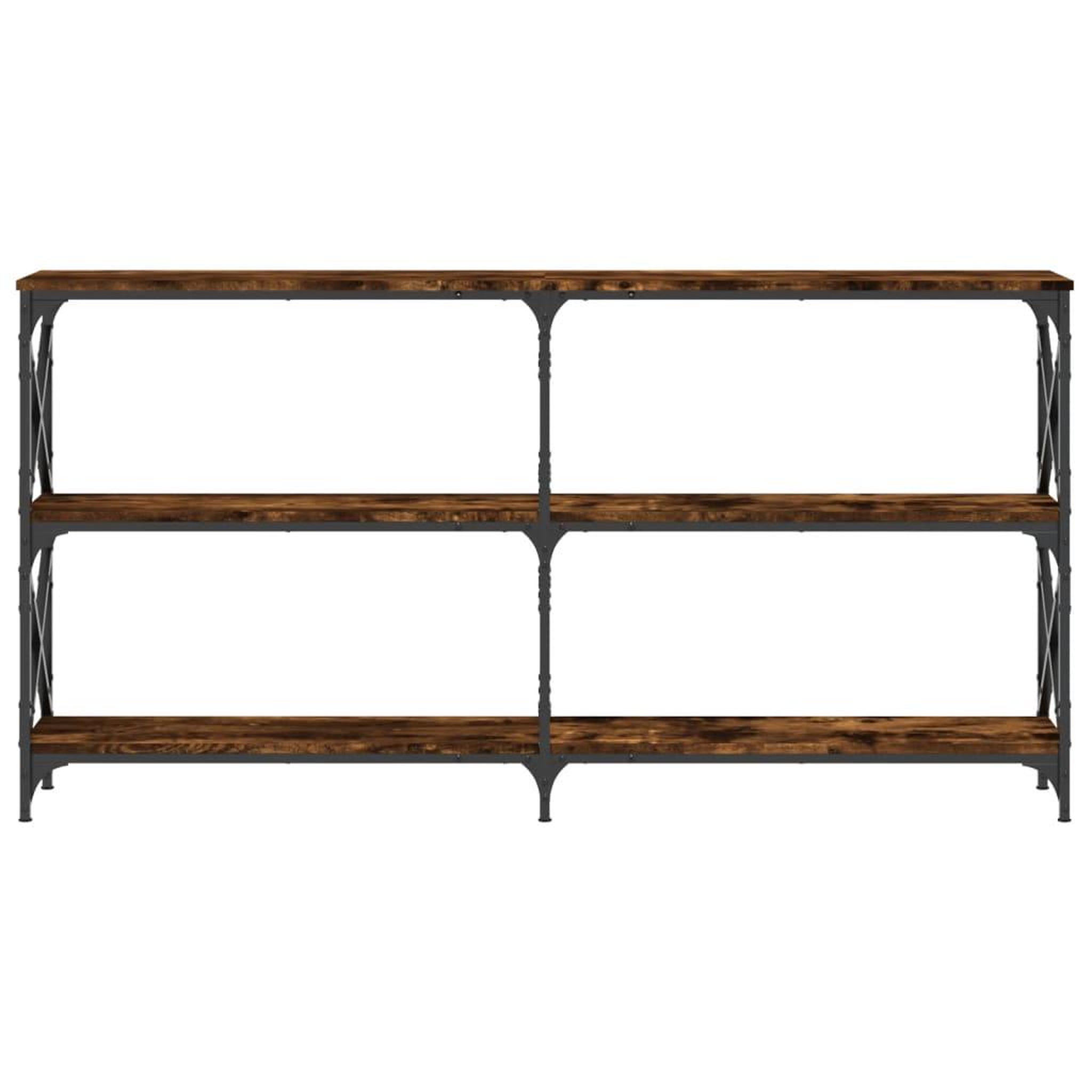 Voir la diapositive 4 : VIDAXL Table console chene fume 156x28x80,5 cm bois d'ingenierie