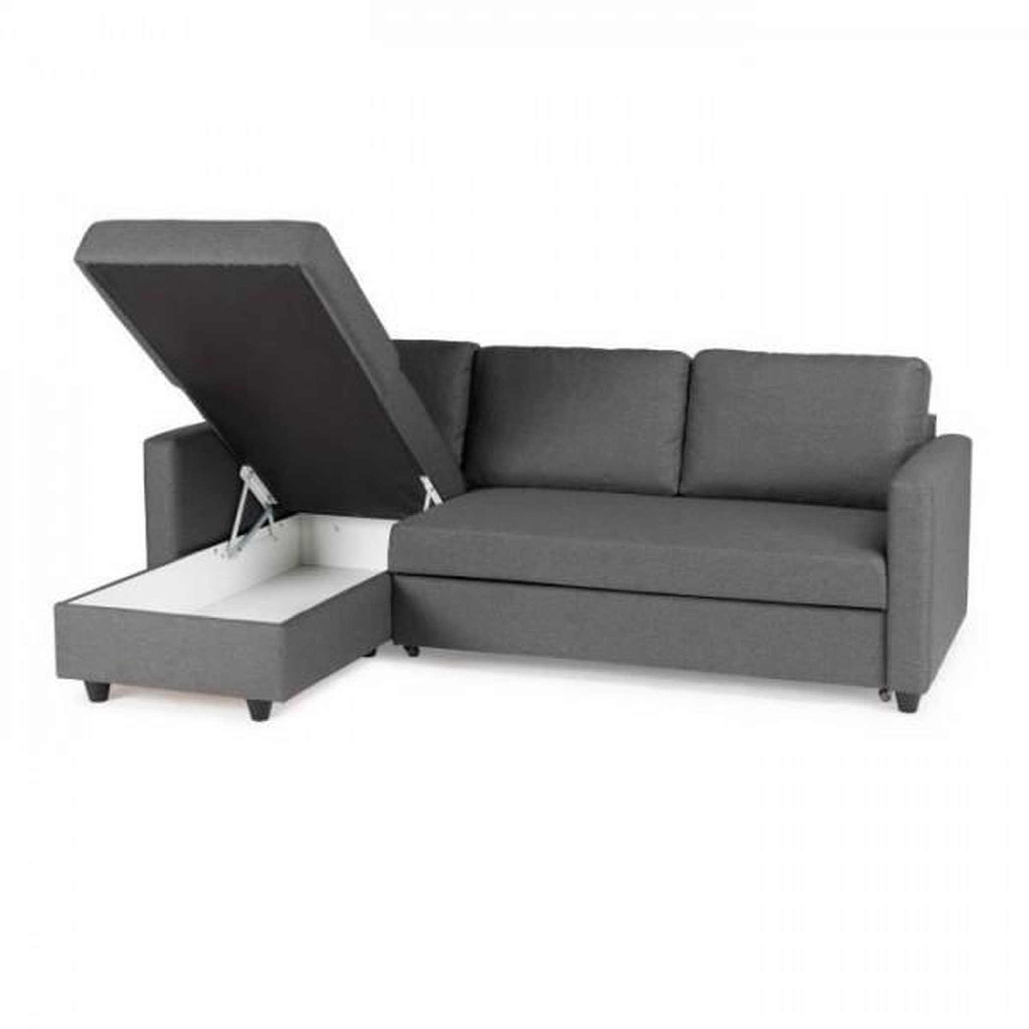Voir la diapositive 3 : MARKET24 Canapé d'angle convertible réversible 3 places - Tissu gris - Contemporain - L 222 x P 150 x H 86 cm - CATS - Fabriqué en Ukr