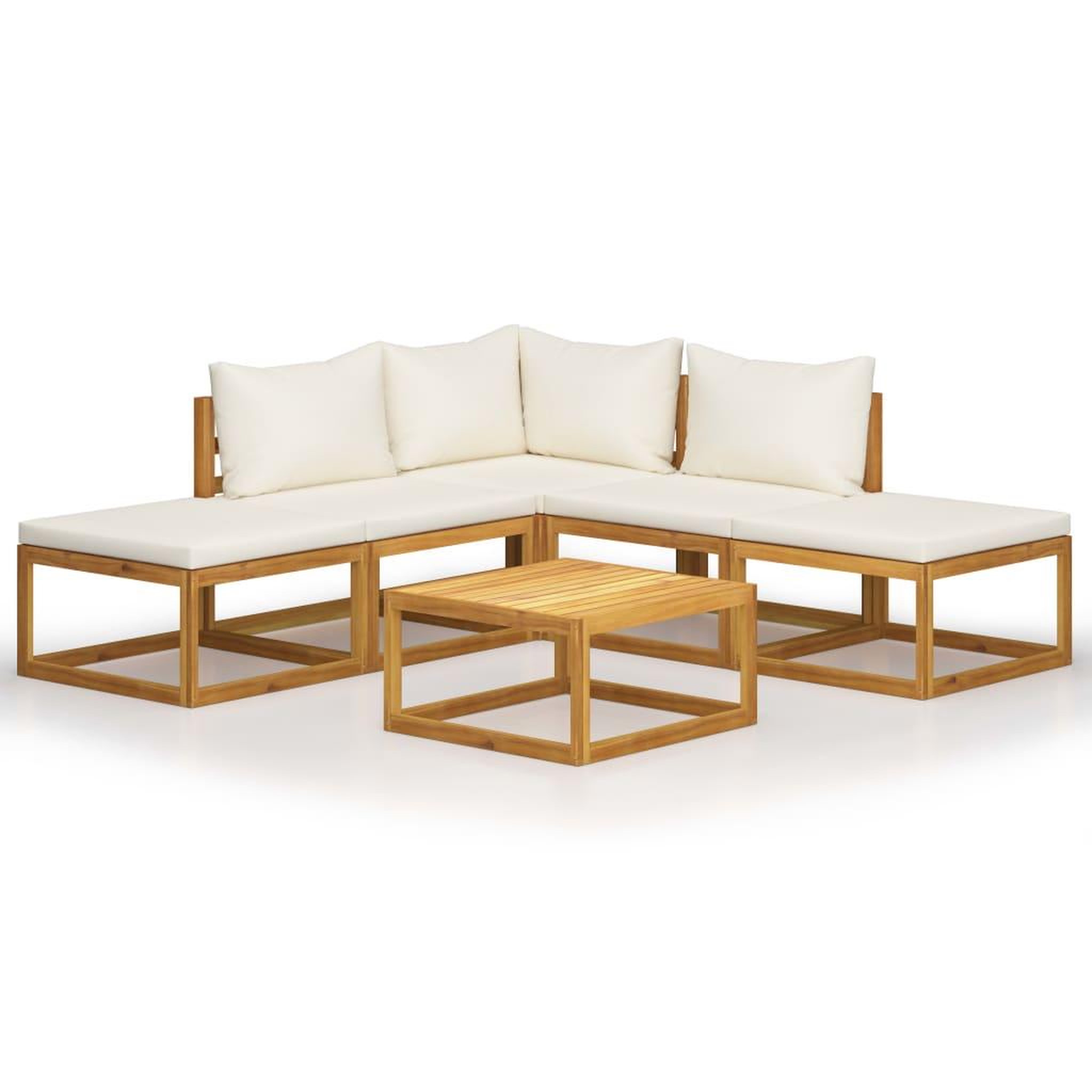 Voir la diapositive 1 : VIDAXL Salon de jardin 6 pcs avec coussins Bois d'acacia solide