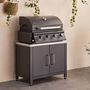 Voir la diapositive 2 : SWEEEK Barbecue à gaz avec 4 brûleurs à poser avec récupérateur de graisse + Meuble de cuisine extérieure en acier L80cm