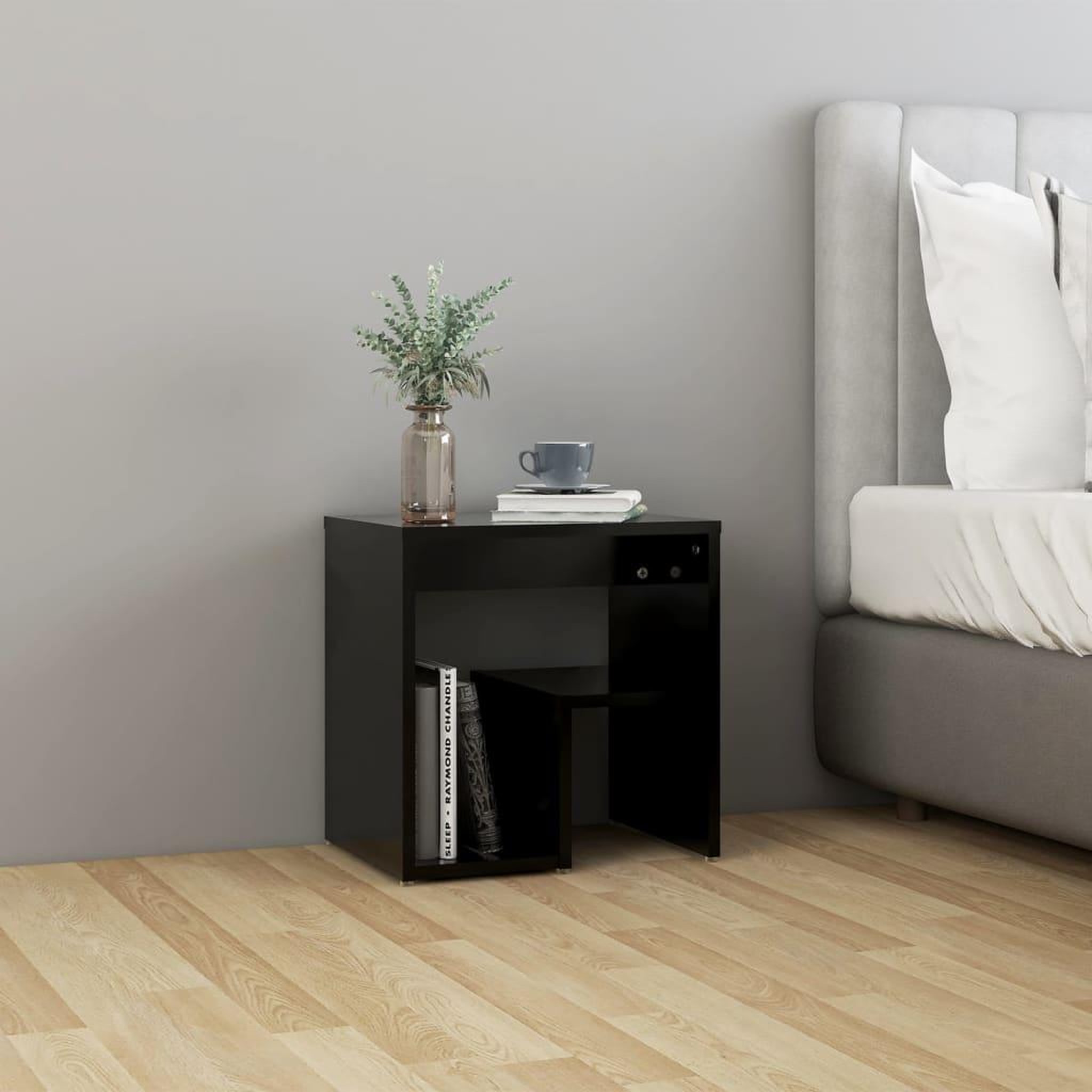 Voir la diapositive 1 : VIDAXL Table de chevet noir 40x30x40 cm bois d'ingenierie