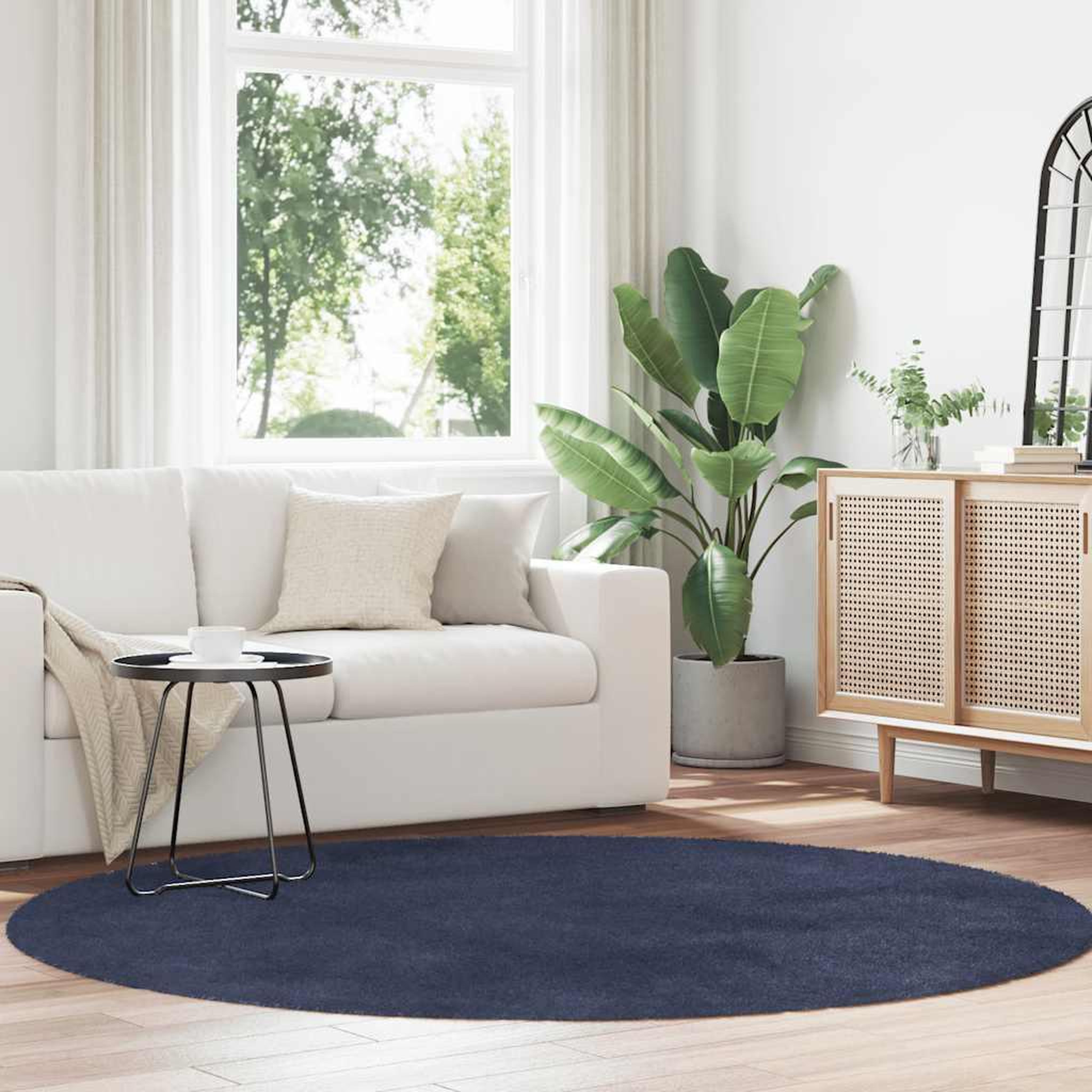 VIDAXL Tapis shaggy a poils longs NAVARRA bleu marine 200x200 cm