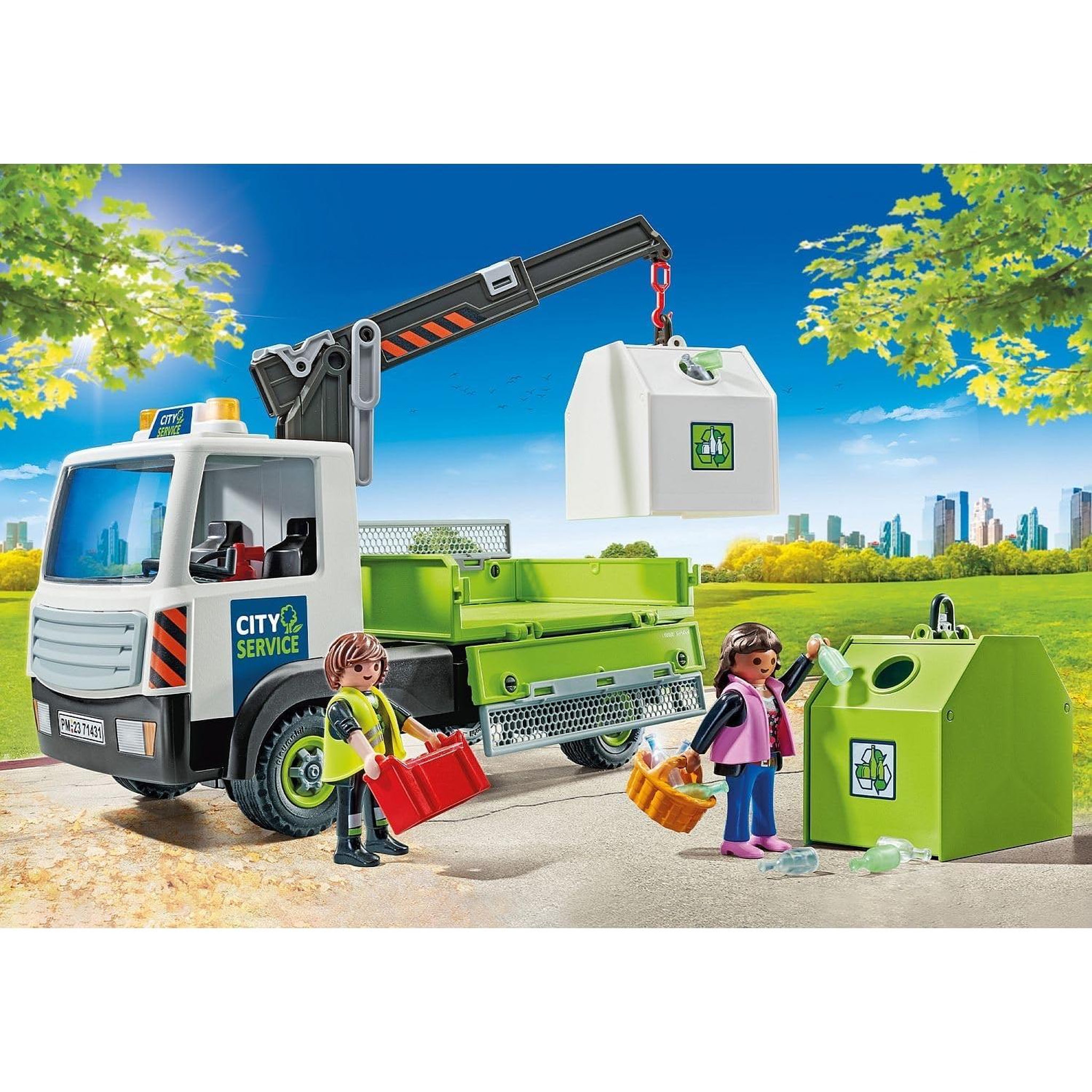 Voir la diapositive 3 : PLAYMOBIL Camion-grue de recyclage de verre