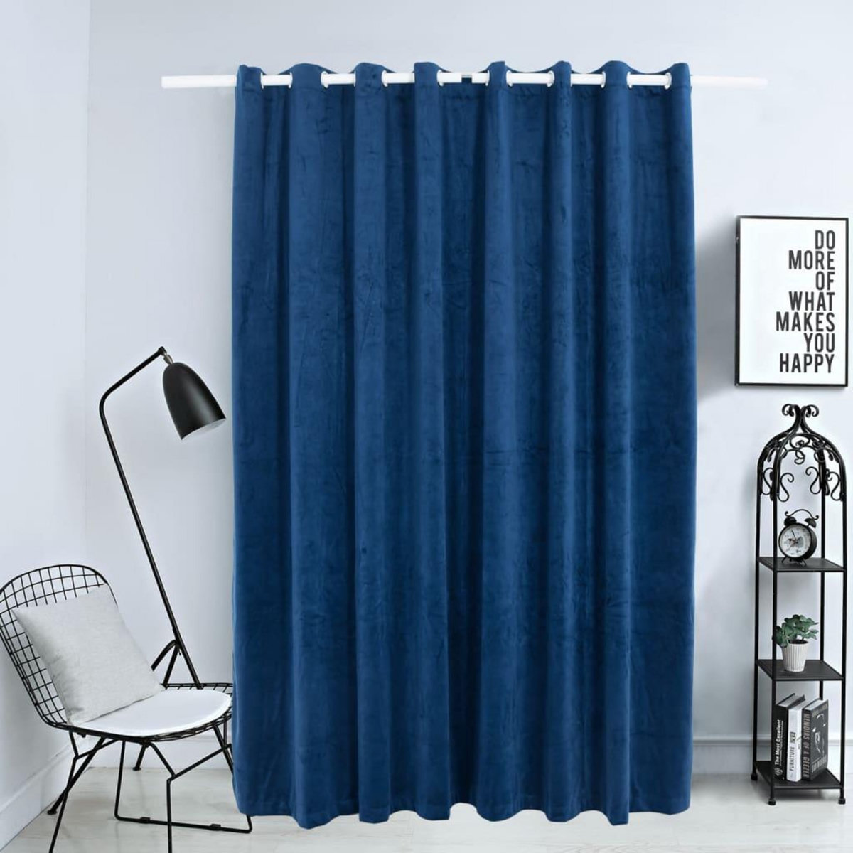 VIDAXL Rideau occultant et anneaux Velours Bleu fonce 290x245 cm