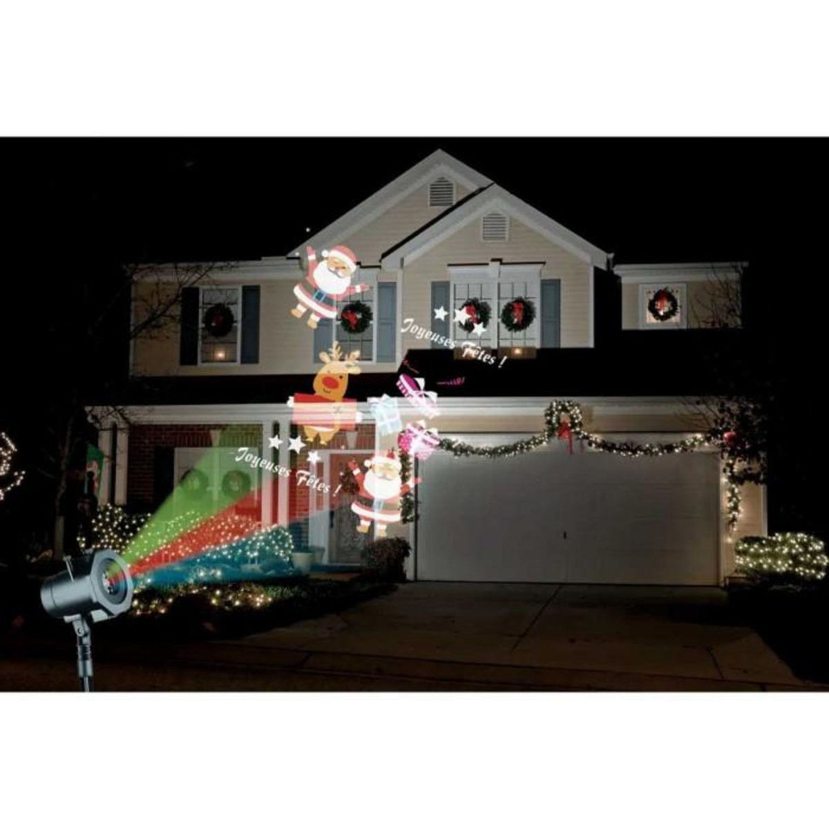 FEERIC LIGHT & CHRISTMAS Projecteur extérieur de Noël avec 6 Films - 5 m de projection - Noir