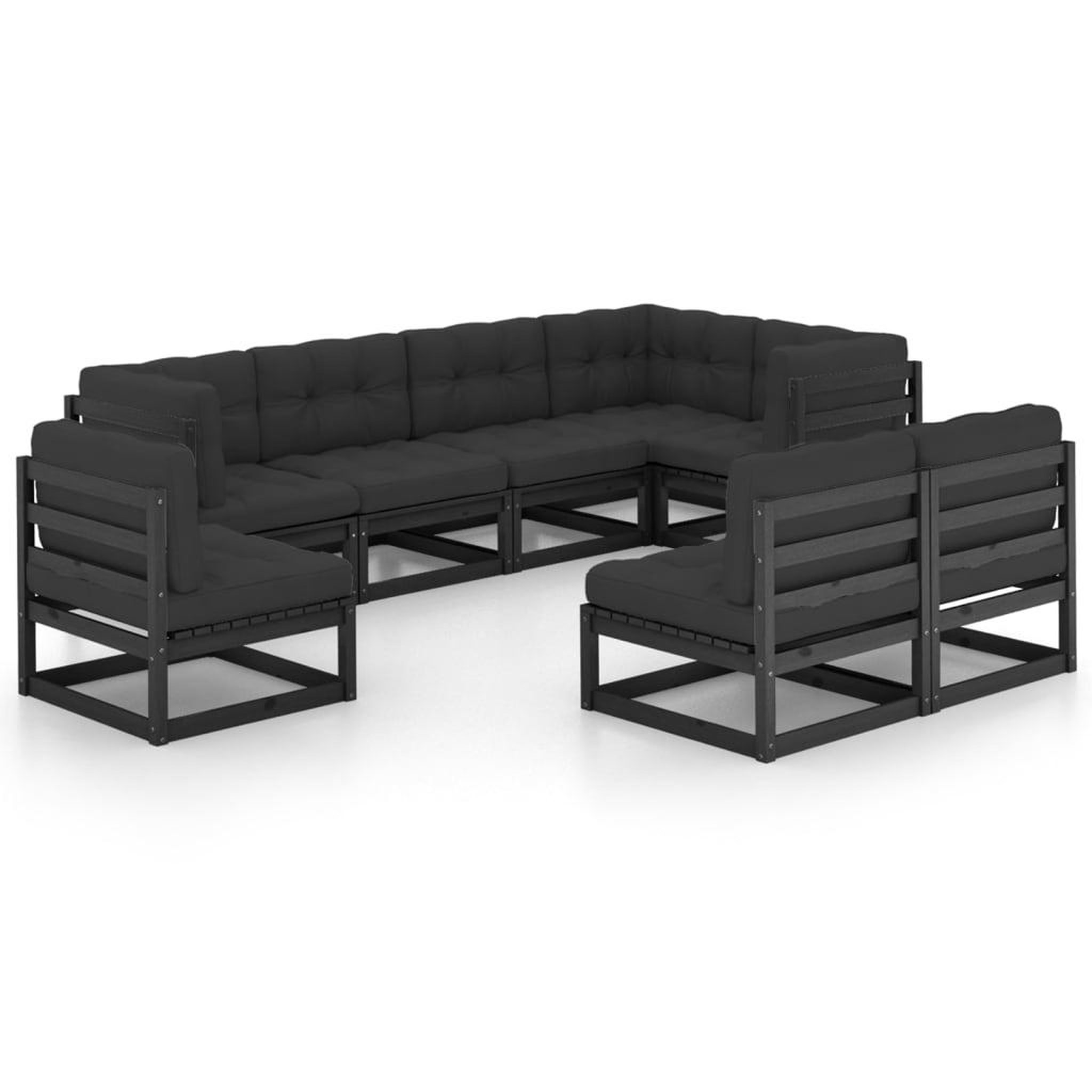 Voir la diapositive 2 : VIDAXL Salon de jardin 8 pcs avec coussins Bois de pin massif