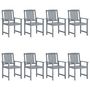 Voir la diapositive 3 : VIDAXL Chaises de jardin et coussins lot de 8 Bois acacia solide Gris