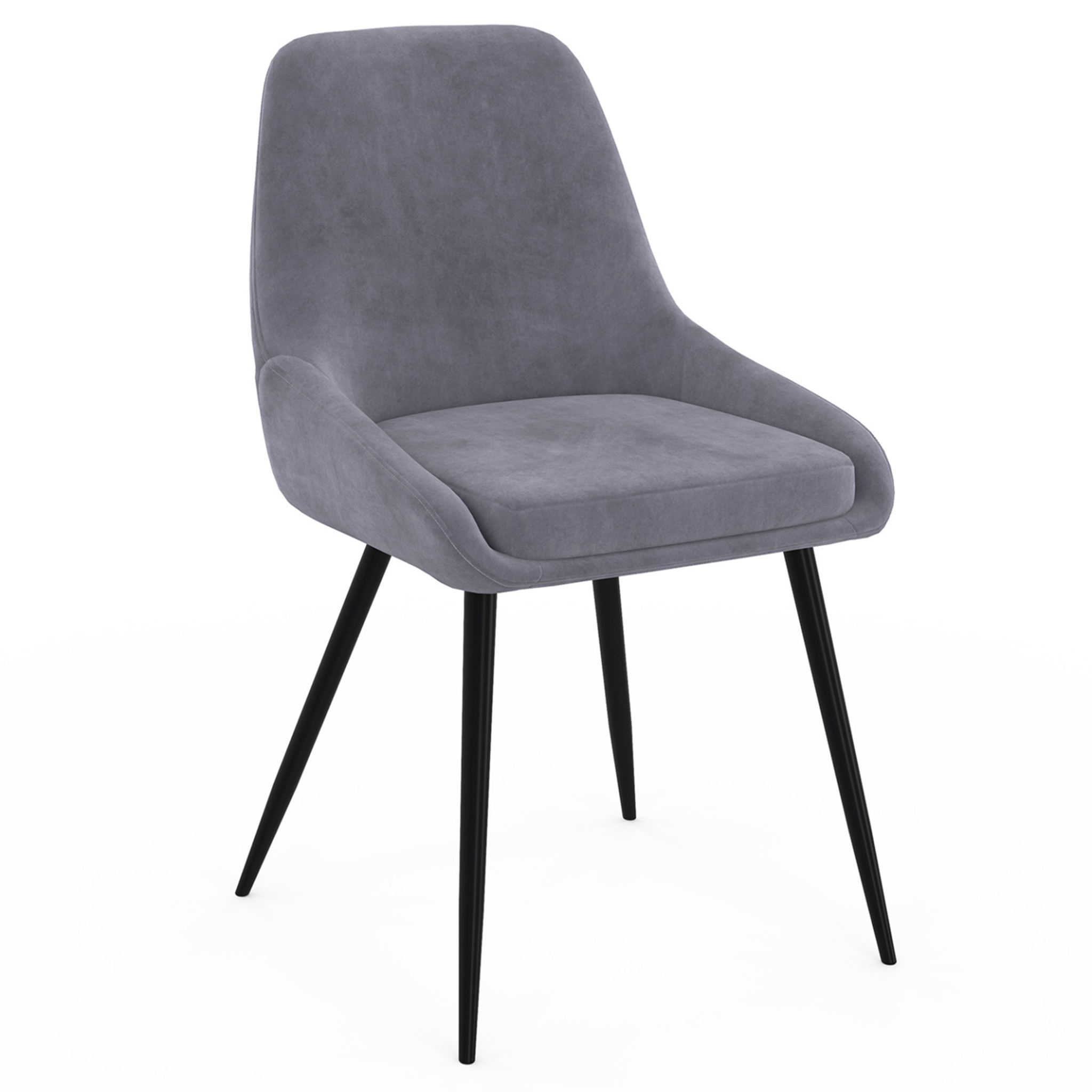 Voir la diapositive 3 : ID MARKET Lot de 4 chaises thalya en velours gris clair avec accoudoirs