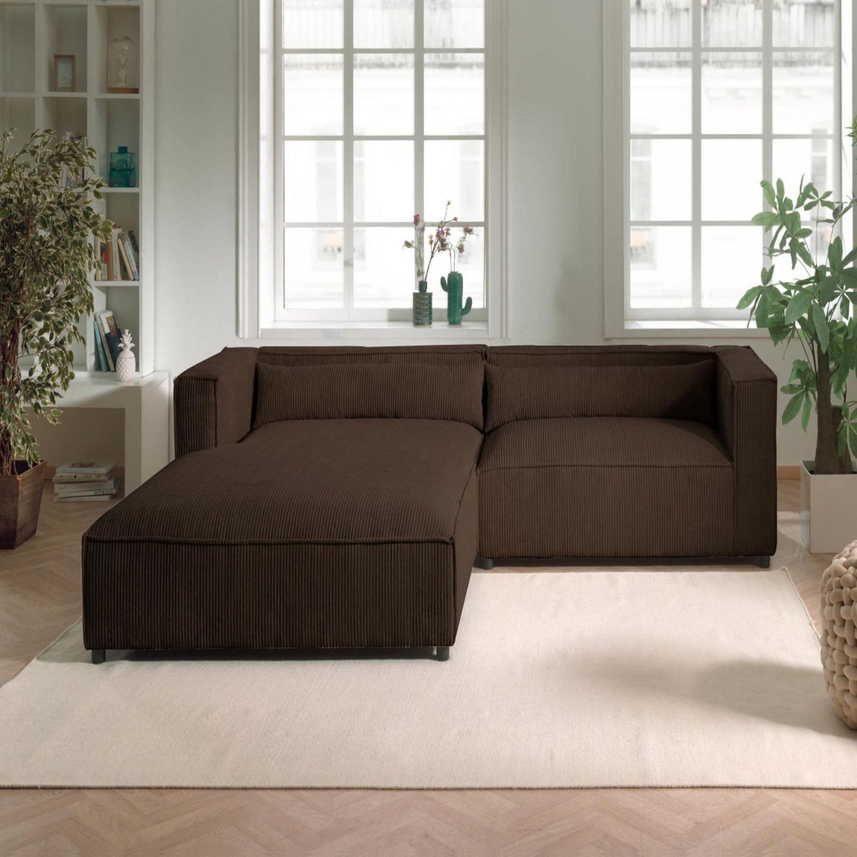 LISA DESIGN Ela - canapé d'angle gauche 4 places - en velours côtelé - style contemporain