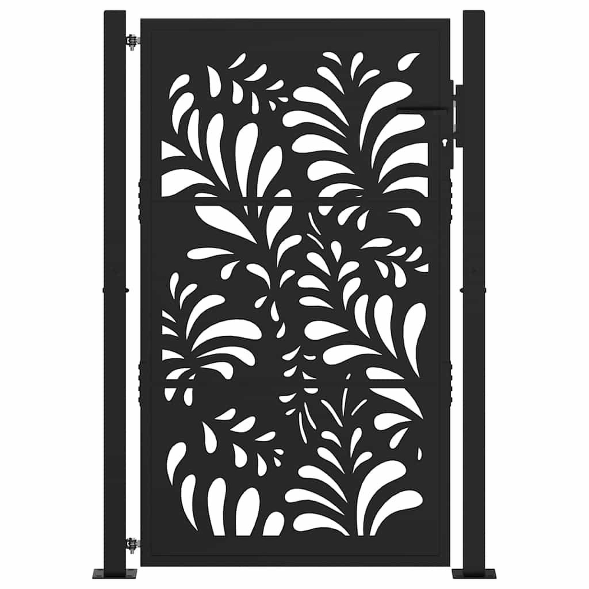 Voir la diapositive 3 : VIDAXL Portail de jardin noir 105x155 cm acier conception de vagues
