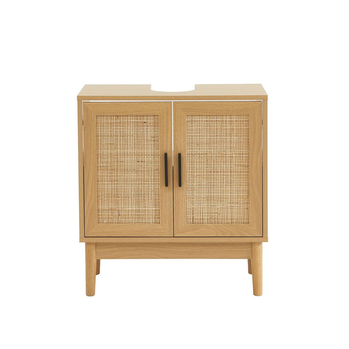 Meuble de salle bain sous-vasque avec cannage naturel L60cm AMANDINE