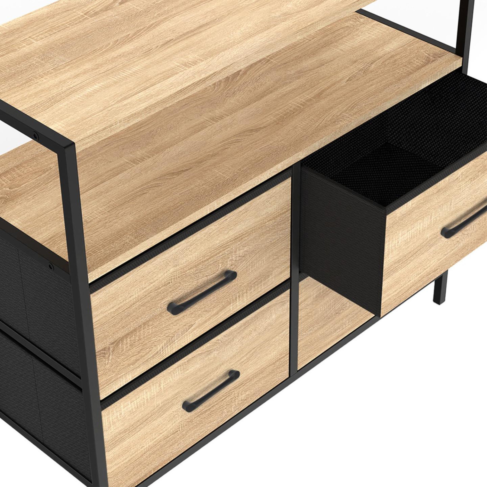 Voir la diapositive 5 : ID MARKET Commode 4 tiroirs en tissu utah 80 cm meuble de rangement design industriel