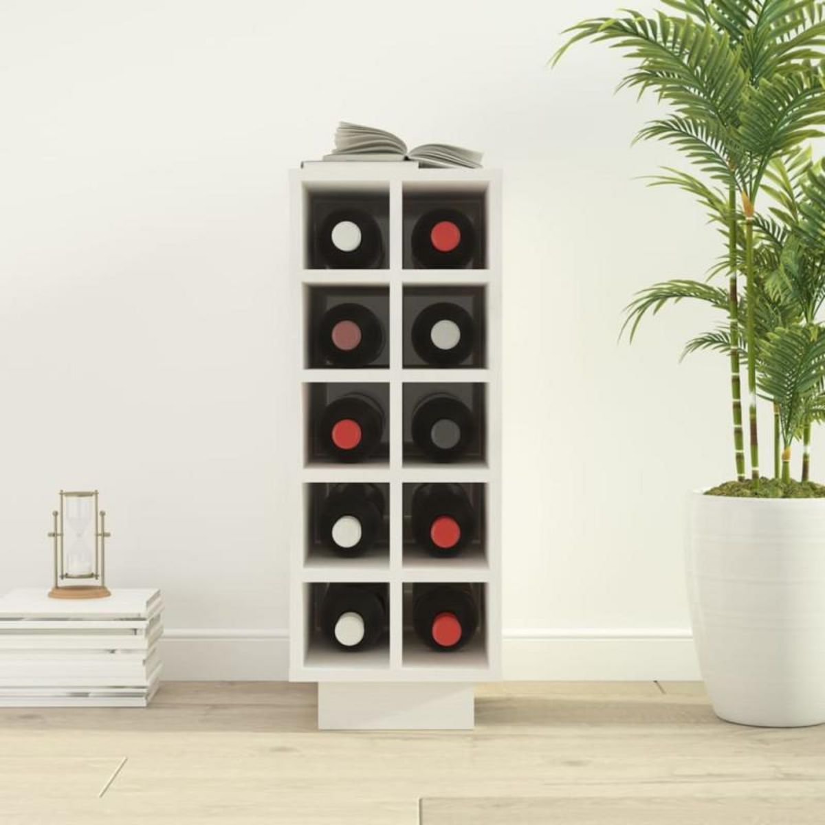 VIDAXL Armoire à vin Blanc 23x34x61 cm Bois de pin massif