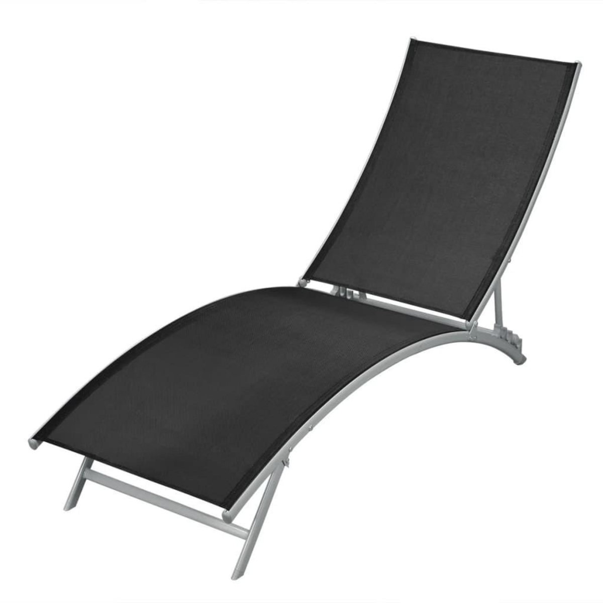 VIDAXL Chaise longue Acier et textilene Noir