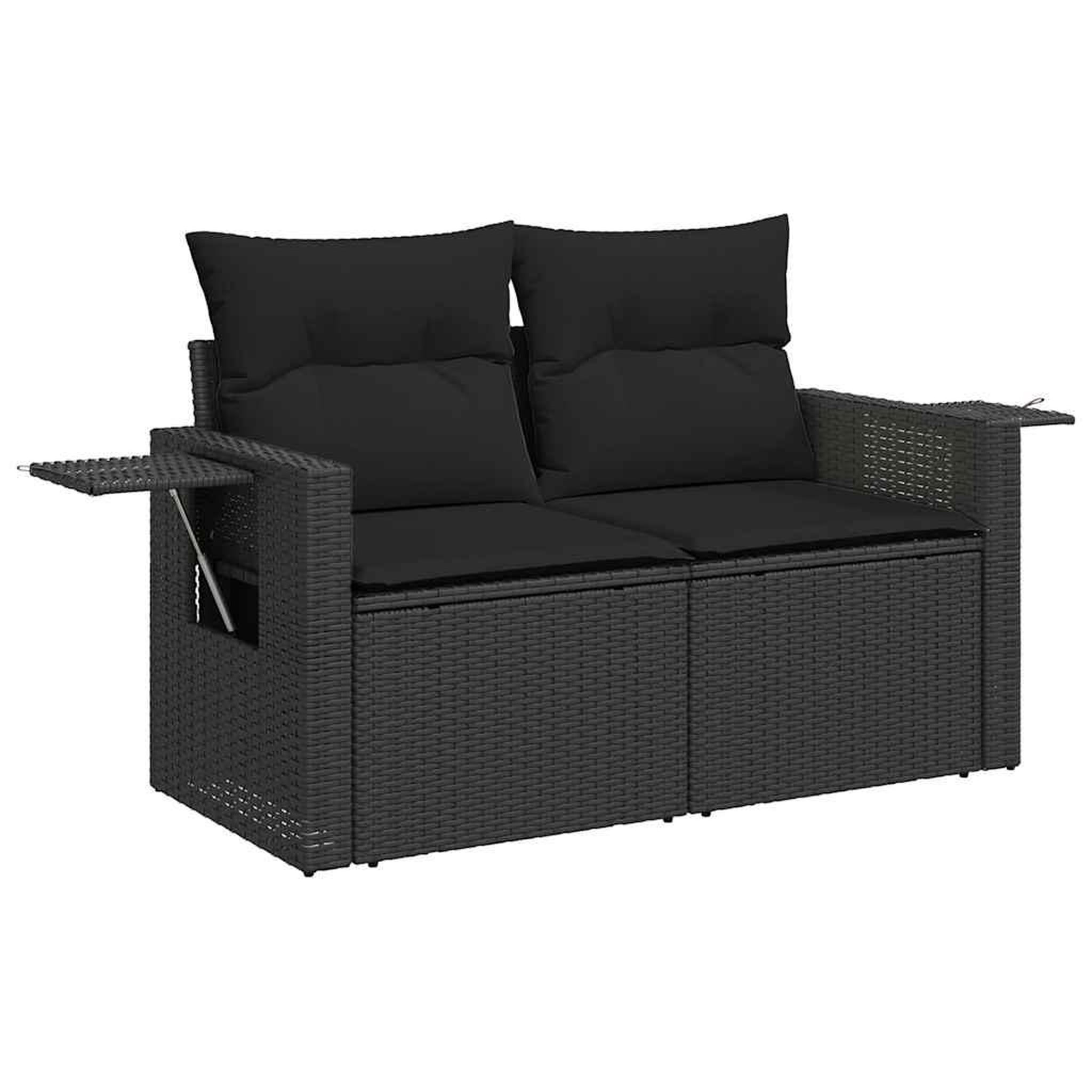 Voir la diapositive 3 : VIDAXL Salon de jardin 7 pcs avec coussins noir resine tressee