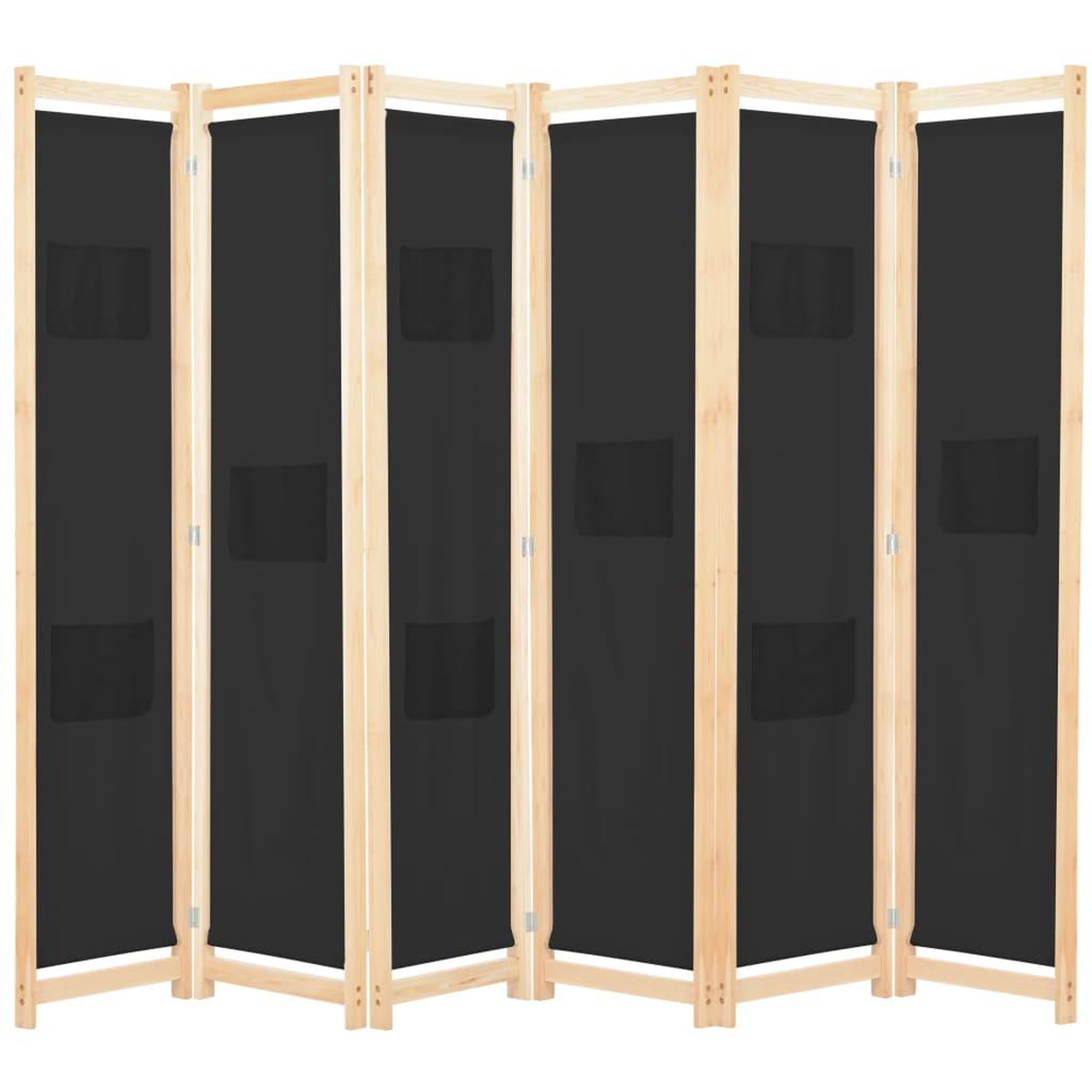 Voir la diapositive 1 : VIDAXL Cloison de separation 6 panneaux Noir 240 x 170 x 4 cm Tissu