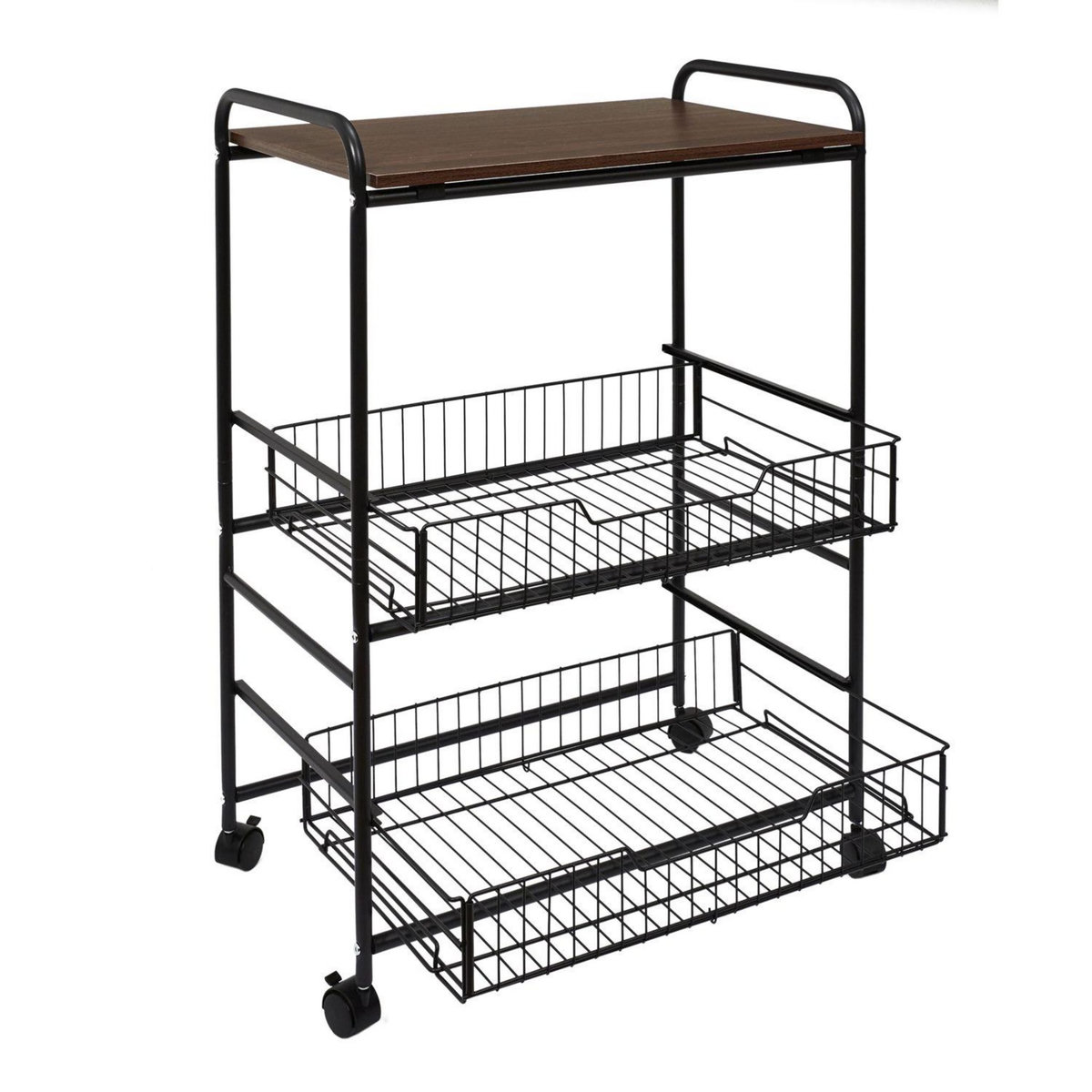 TOILINUX Desserte à roulettes en métal et MDF - Noir