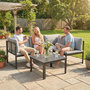 Voir la diapositive 6 : OUTSUNNY Salon de jardin d'angle design 3 places 3 pièces avec coussins gris