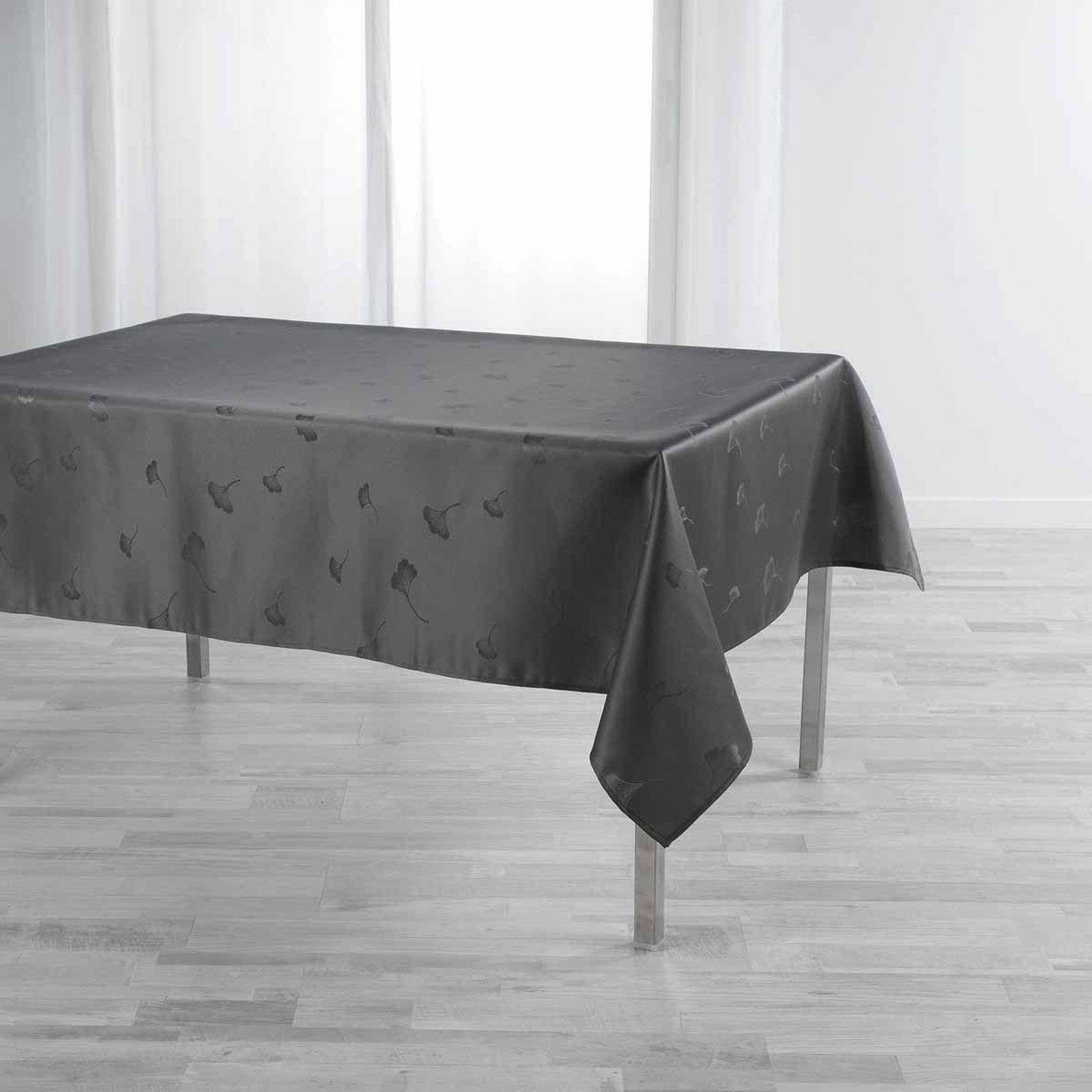 Douceur d'Intérieur Nappe imprimé jacquard  ophélie  140x250cm anthracite