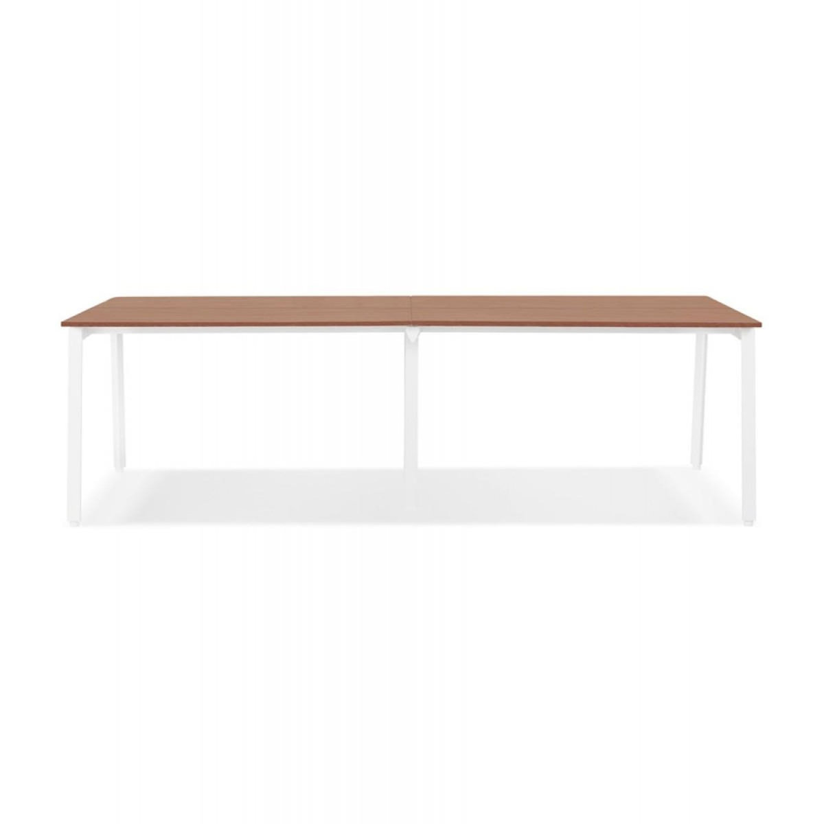 Paris Prix Double Bureau Design  Rosendo  280cm Blanc & Noyer