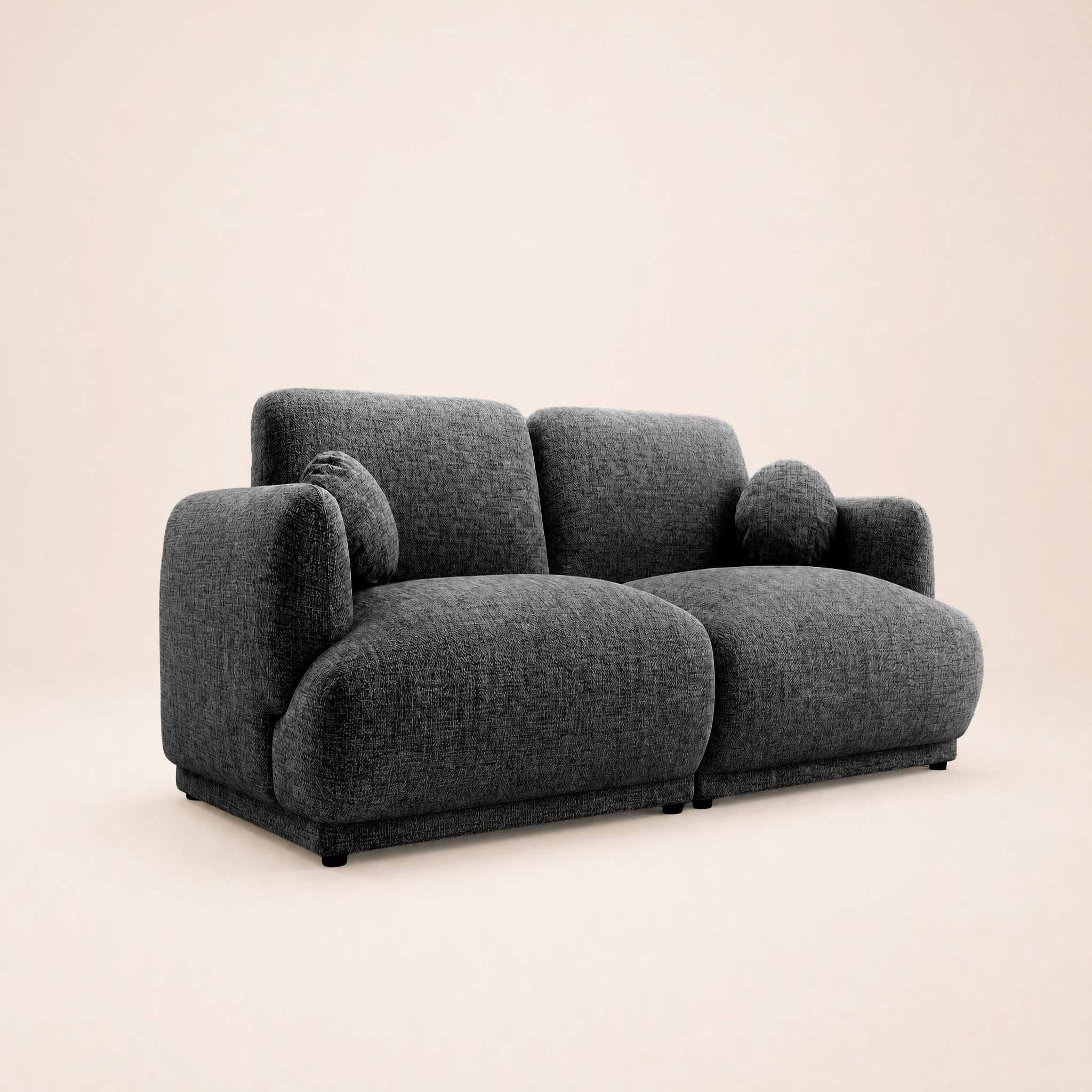 Voir la diapositive 3 : BEST MOBILIER Pietro - canapé droit 3 places en tissu texturé