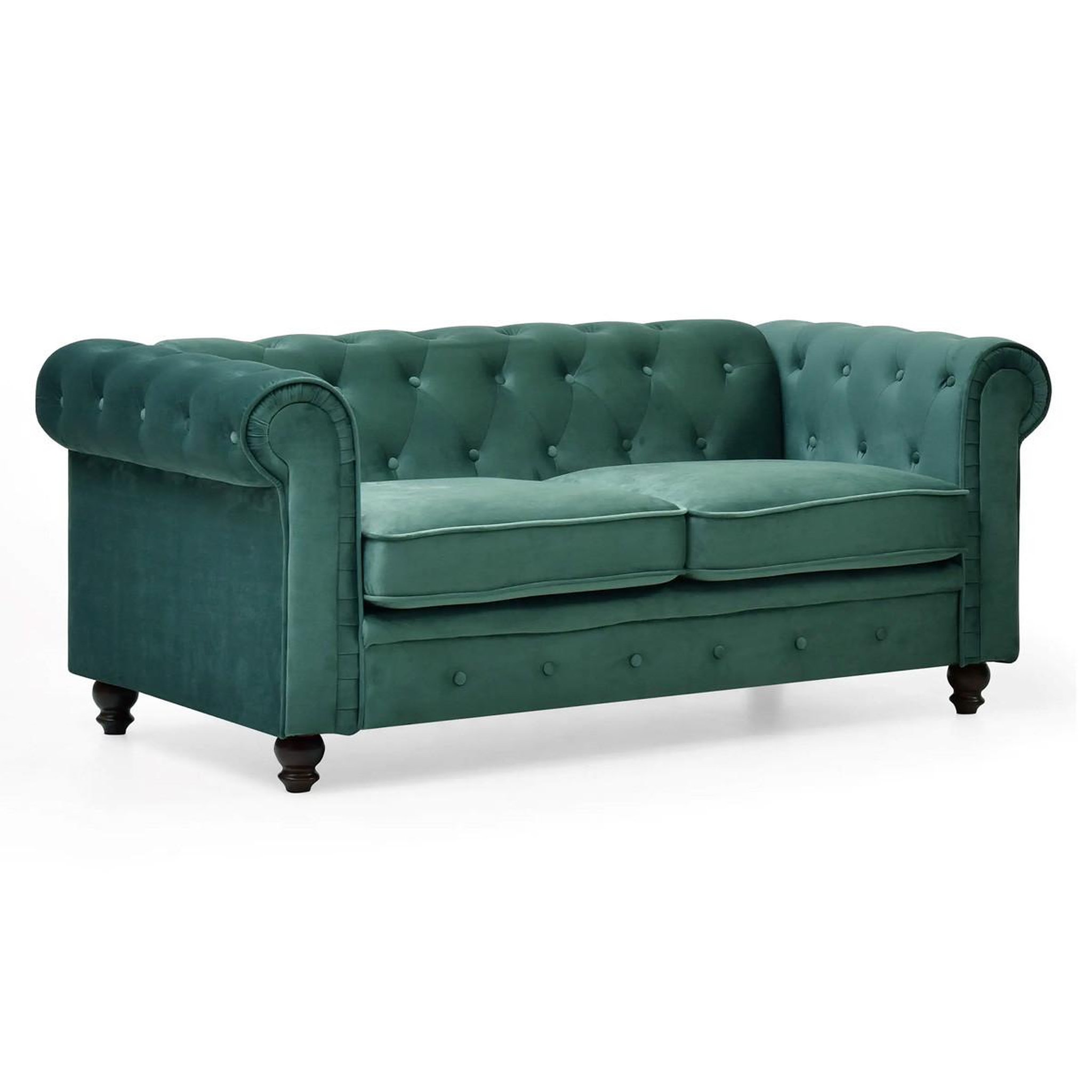 Voir la diapositive 2 : Paris Prix Canapé 2 places velours  chesterfield  158cm vert