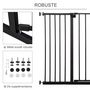 Voir la diapositive 5 : PAWHUT Barrière de sécurité longueur réglable dim. 76-107l x 76H cm sans perçage métal plastique noir