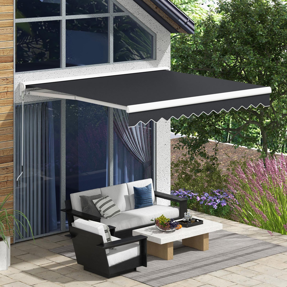 OUTSUNNY Store banne électrique manuel rétractable dim. 2,95L x 2,50l m anthracite